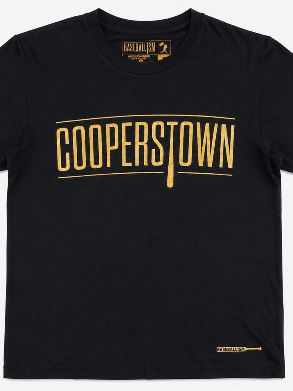 Baseballism‎ Cooperstown Black Gold Graphic Baseball T-Shirt Size S